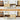 Mid-Century Modern Rectangular Wood Coffee Table Natural with Waveform Panel Sliding Door