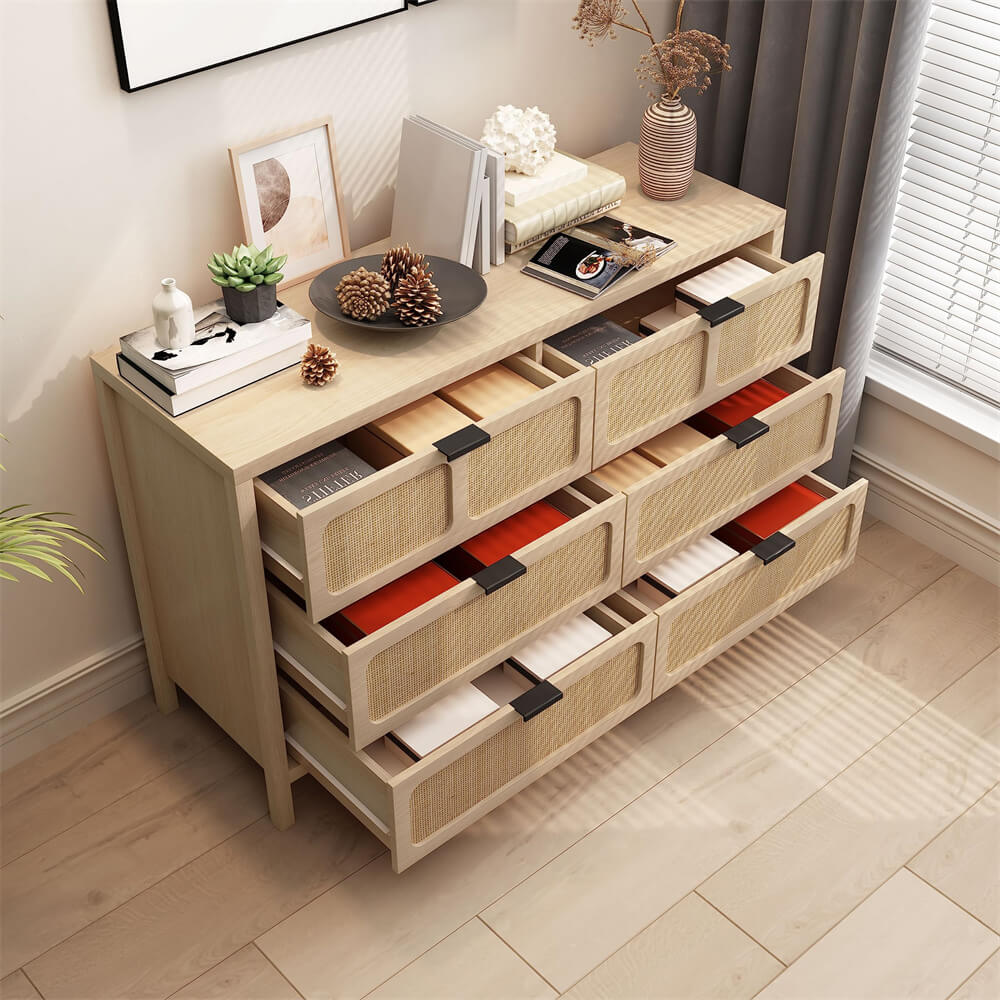 Modern Rattan 6 Drawers Dresser