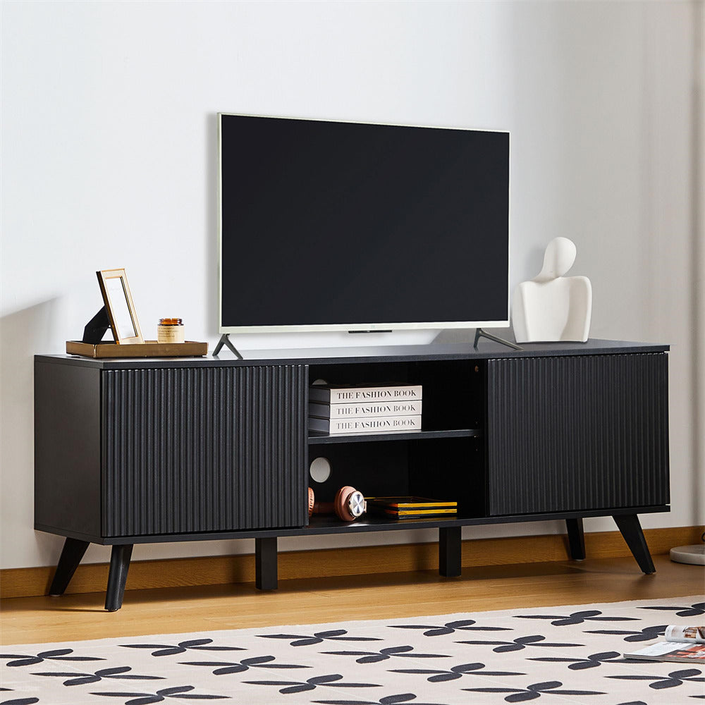 Modern Wooden TV Stand Console Table Entertainment Centers Black