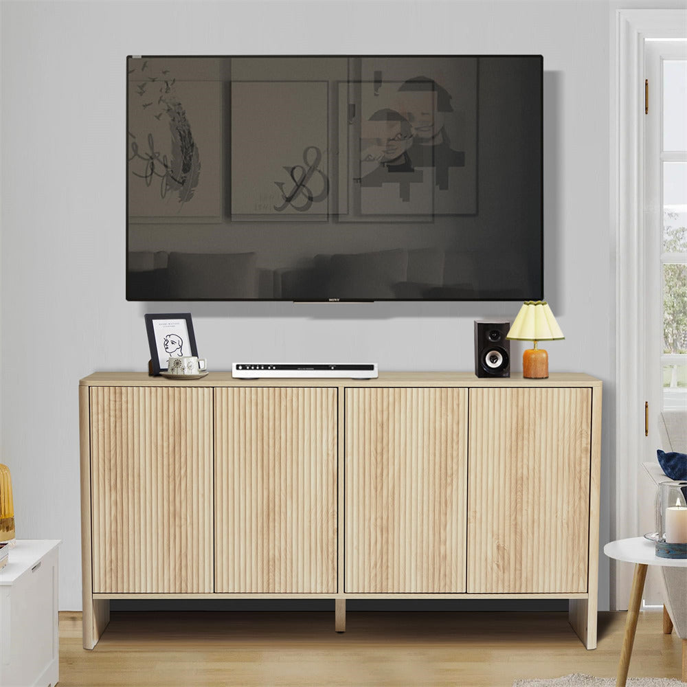 Natural Modern Kitchen Storage Sideboard Buffet Cabinet Console Table with 4 Fluted Doors