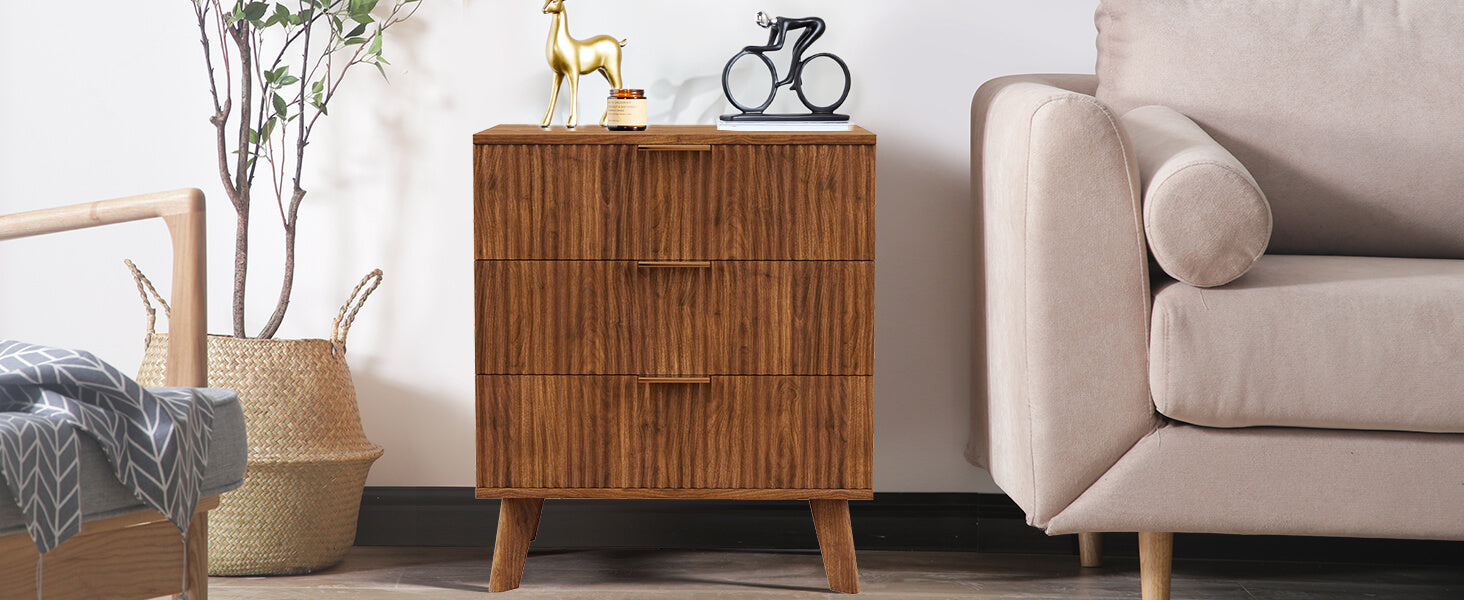 Walnut 3-Drawer Dresser 3