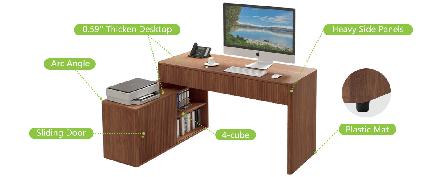 Walnut Corner L Shaped Computer Desk Table 2