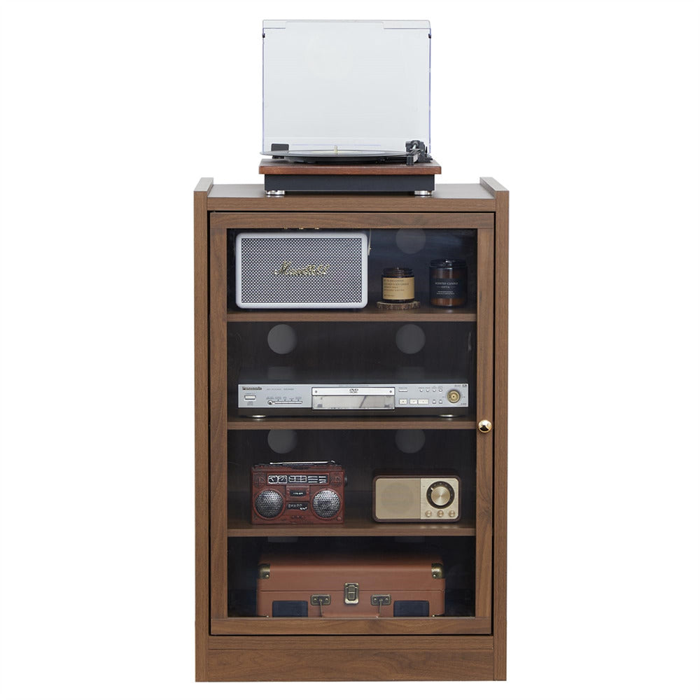 Walnut Media Cabinet 5-Tier Stereo Cabinet with Adjustable Shelves and Cable Management